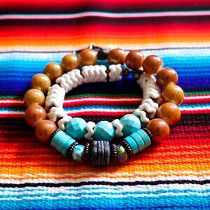 2 Bracelet Bundle for 6.5-7" Wrists - Upbeat Boho Southwestern Festival Vibes